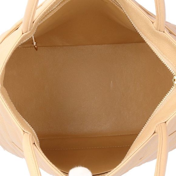 Chanel Reproduction Tote Coco Mark Tote Bag Caviar Skin A01804 Beige Ladies - Picture 6 of 8